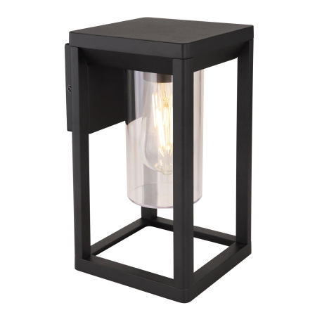 Vonkajšie, nástenné svietidlo, hliník, čierny matný, plast priehľadný, IP44, ŠxV:150x270, H: 165, be