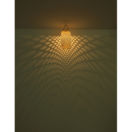 Solárne svietidlo, bambus, plast, na zavesenie alebo na státie, IP44, vypínač, akumulátor AA 600mAh 6