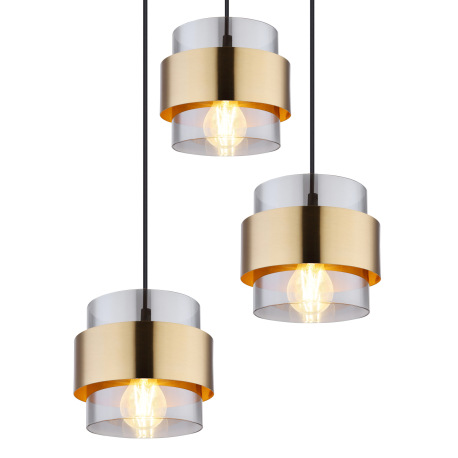 Závesné svietidlo, kov čierny matný, sklo, mosadz, ø: 450mm, V: 1200mm, bez žiaroviek 3x E27, max. 6 4