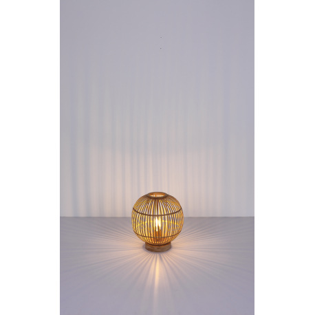 Stolová lampa, drevo, bambus, kábel 1,7 m, vypínač, Ø300, V:335, bez žiarovky 1xE27, max. 60W 230V 16