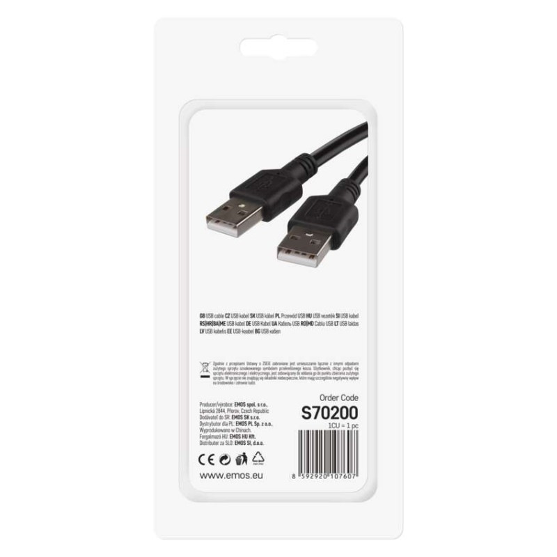 USB kábel 2.0 A vidlica – A vidlica 2m 2