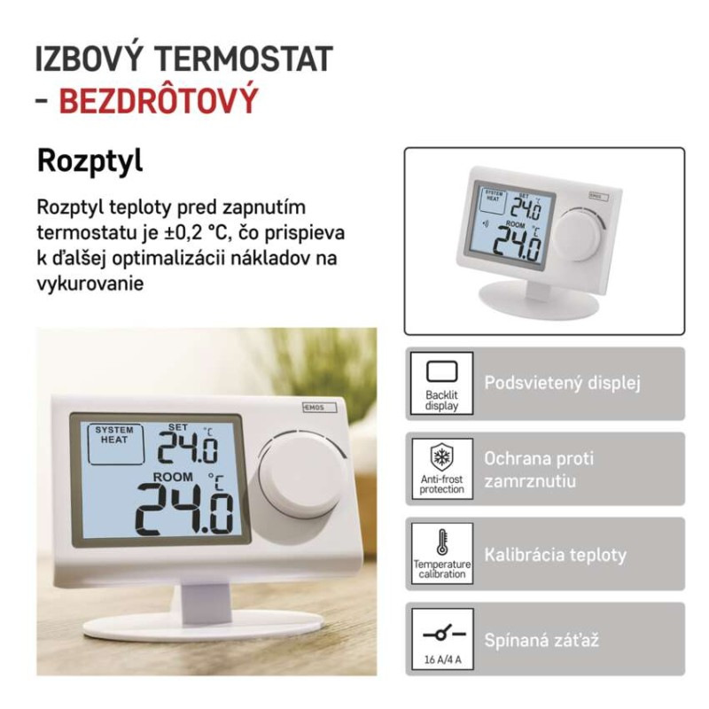 Izbový manuálny bezdrôtový termostat P5614 1