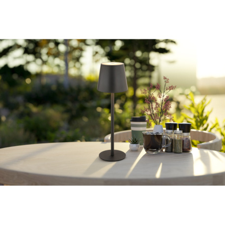 Nabíjateľná stolová lampa, kov čierny, plast čierny a biely, dotykové zapnutie/vypnutie, plynulá reg 2