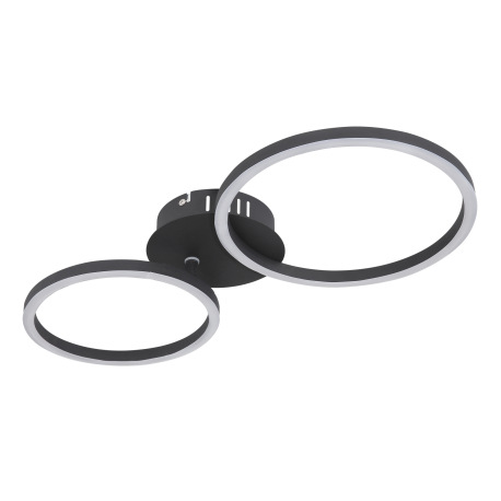 Stropné svietidlo, kov čierny matný, plast opál, priemer kruhu: 25cm a 20,5 cm, DxŠxV:490x245x70, vr 2