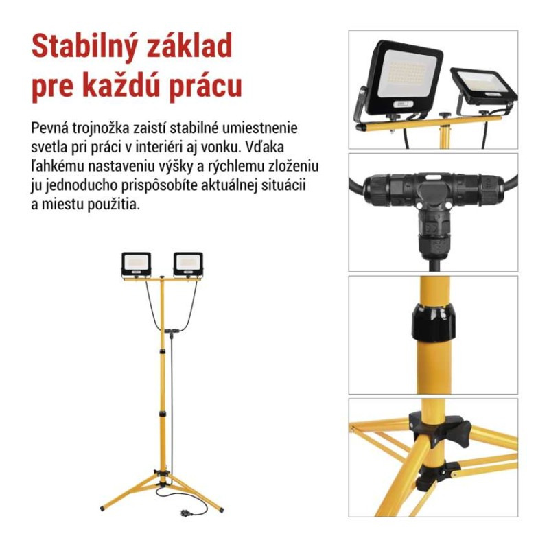 LED reflektor GLARO, 2×50W + trojnožka, neutrálna biela 6