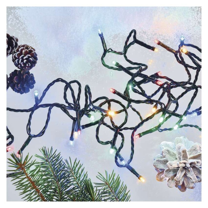 LED vianočná reťaz, 18 m, vonkajšia aj vnútorná, multicolor, programy, časovač 6