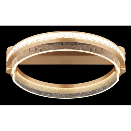 Stropné svietidlo, kov zlatej farby, hliník zlatej farby brúsený, K5 krištále číre, akryl číry, stmi 5