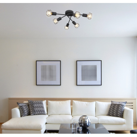 Stropné svietidlo, čierny kov, Ø630, V: 180, bez žiaroviek 6xE14, max. 40W 230V 1