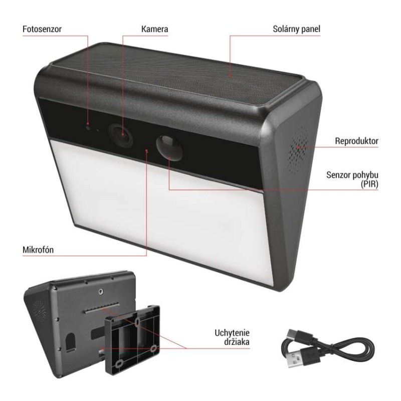 GoSmart Vonkajšia batériová kamera IP-1100G WALL s WiFi a solárnym panelom 7