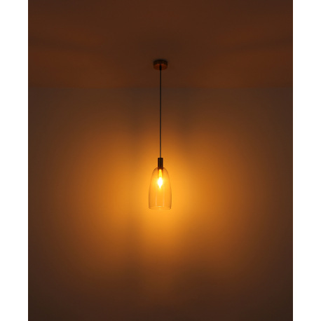 Závesné svietidlo kov mosadzná farba, sklo číre, kábel PVC čierny, možnosť nastavenia výšky, 3 rôzne 16