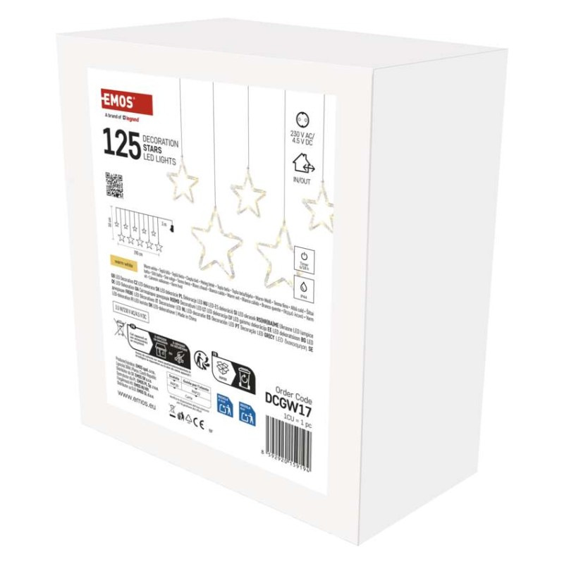 Vianočná LED girlanda – hviezdy, 190 x 50 cm, do exteriéru aj interiéru, teplá biela 1
