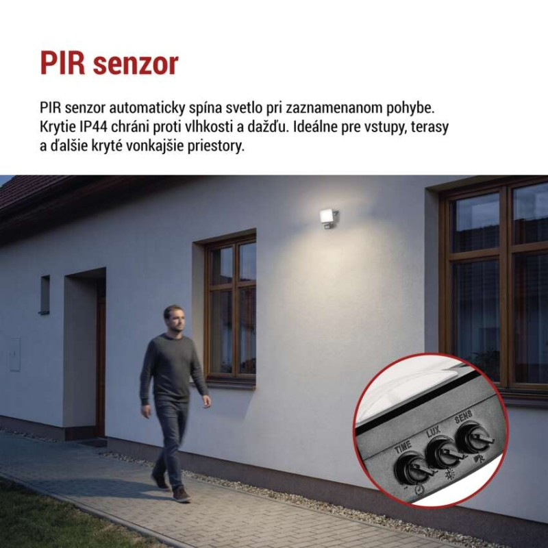 LED reflektor TAMBO EVO so senzorom pohybu, 20 W, 2000 lm, IP65, čierny 6