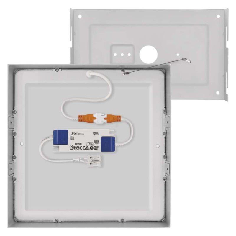 LED prisadené svietidlo, štvorec, biele, 21W,Neutrálna biela 10