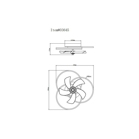 Stropný ventilátor, kov/hliník čierny matný, plast biely/dymový, stmievateľný, nástenný vypínač s vi 11