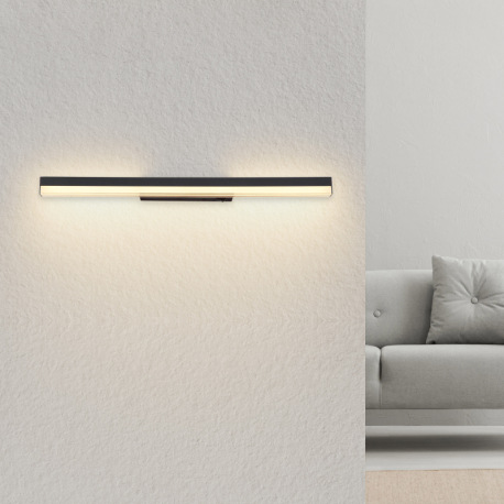 Nástenné svietidlo, kov čierny, hliník čierny matný, akryl biely, kolískový spínač na výrobku, fixác 1