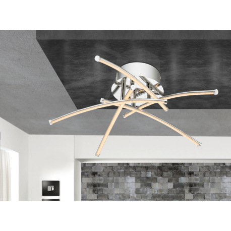 Stropné svietidlo, kov, chróm, akryl biely, Ø 450, V:155, vrátane 1xLED 15W 230V, 1350lm, 3000K. 2