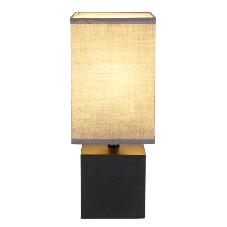 Stolná lampa drevo čierne, textil antracit, kábel PVC čierny, kolískový vypínač na kábli, DxŠxV: 120 7