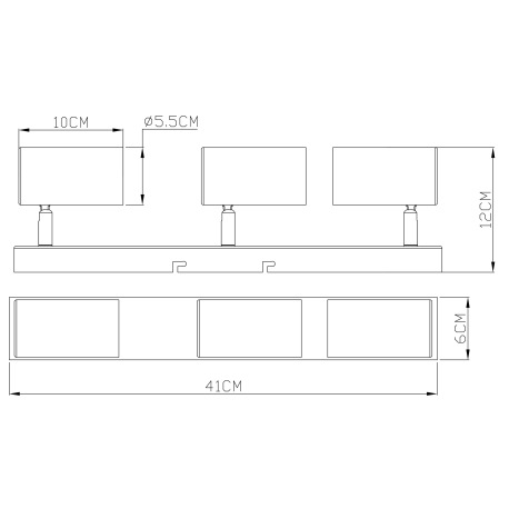 Stropné svietidlo, kov grafit/čierny/vzhľad dreva, DxŠxV:410x60x120mm, bez žiaroviek 3x GU10, max. 3 19