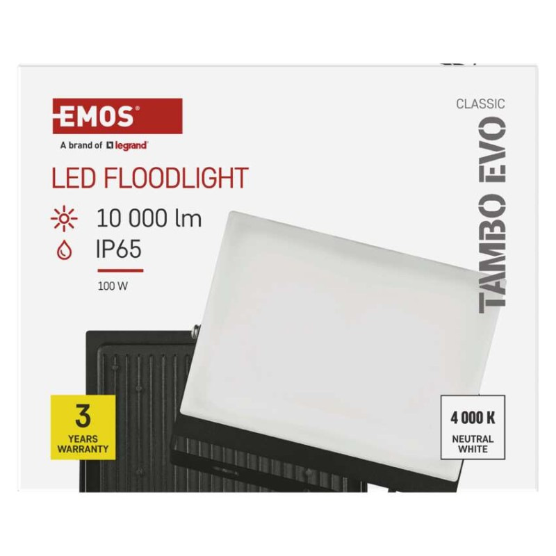 LED reflektor TAMBO EVO, 100 W, 10 000 lm, IP65, čierny 11