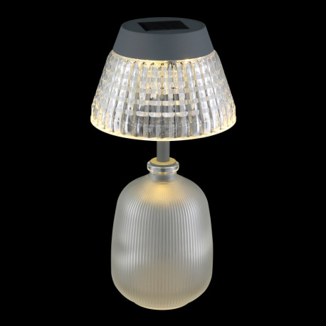 Solárne svietidlo, satinované sklo, antracitový plast, priehľadný akryl, posuvný spínač, batéria AAA 2