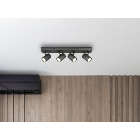 Stropné svietidlo, kov sivý matný, hliník sivý matný, DxŠxV: 530x60x145mm, bez žiaroviek 4x GU10, ma 10