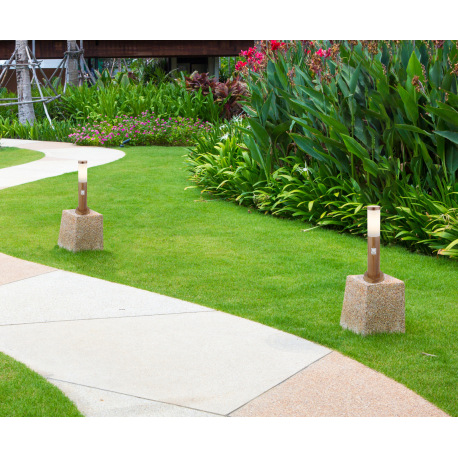 Vonkajšie svietidlo, oceľ vo vzhľade dreva, plast opál, IP44, senzor 90°, dosah 2-8m, Ø127, V:450, b 1