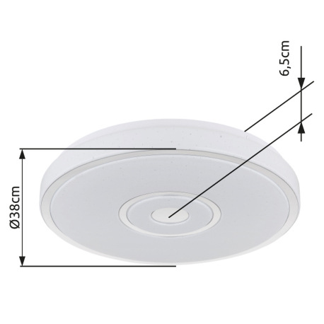 Stropné svietidlo, kov biely, plast biely s trblietavým efektom, chrómový krúžok, ø: 380 mm, V: 65 m 14