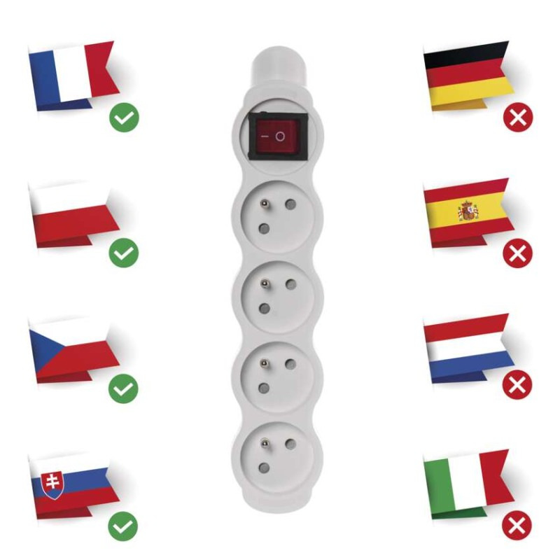 Samostatná 4 zásuvka s vypínačom, biela 1