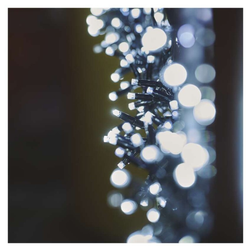 Profi LED spojovacia reťaz čierna – cluster, 3m, vonkaj. aj vnútorná, studená biela 7