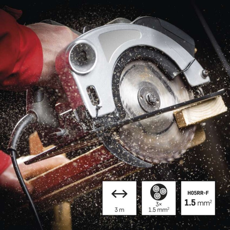 Flexo šnúra gumová 3× 1,5mm2, 3m, čierna 2