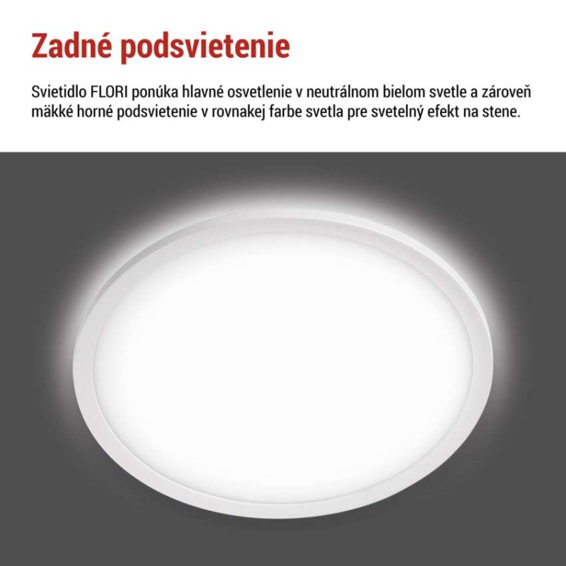 LED prisadené svietidlo FLORI okrúhle, biele, 18W, neutrálna biela 6