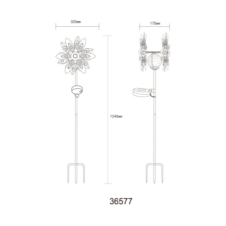 Solárne svietidlo, kov multicolor, kov čierny matný, číra sklenená guľa, farebné sklenené kryštály, 16