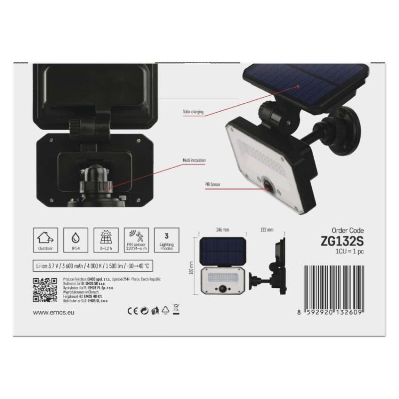 LED reflektor solárny SPILO so senzorom pohybu, neutrálna biela 8