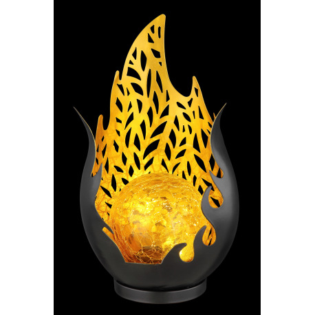 Solárne svietidlo, kov čierny, kov zlatý, dekoratívne dierovanie, plast čierny, sklo jantár, imitáci 2