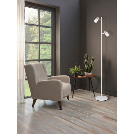 Stojanové svietidlo, matný biely kov, hliník nikel, matný biely hliník, priehľadný plast, biely PVC 10