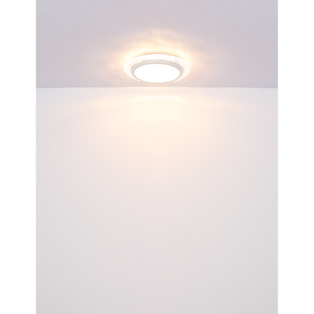 Stropné svietidlo, kov biely, plastové krištále číre, plast biely s trblietavým efektom, ø: 400 mm, 14