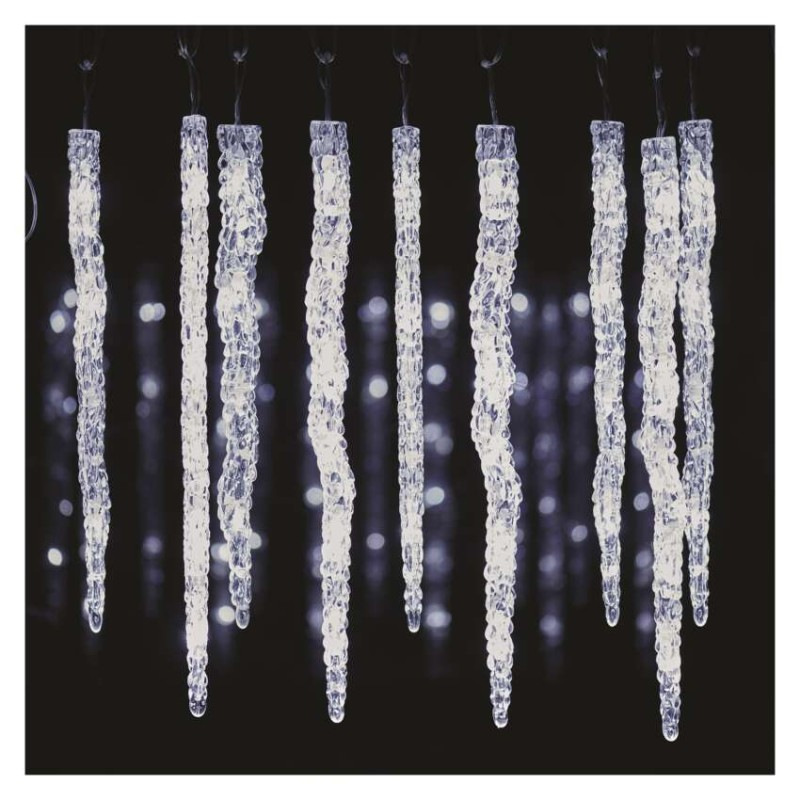 LED vianočná girlanda – cencúle, 12 ks, 3,6 m, vonk. a vnút., studená biela 7