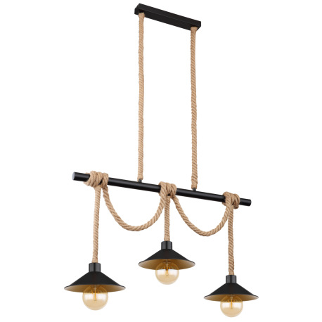 Závesné svietidlo, kov čierny a zlatý, lano, DxŠxV:825x220x1200mm, bez žiaroviek 3x E27, max. 60W 23 3