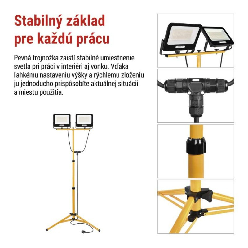 LED reflektor GLARO, 2×100W + trojnožka, neutrálna biela 6