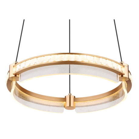 Závesné svietidlo, kov zlatej farby, hliník zlatej farby brúsený, krištále K5 číre, akryl číry, stmi 18