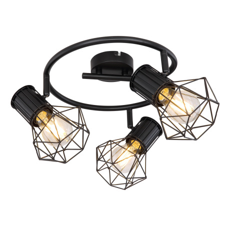 Stropné svietidlo, kov čierny, Ø285, V: 190, bez žiaroviek 3xE27, max. 40W 230V 13