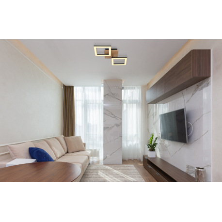 Stropné svietidlo, kov čierny, drevo tmavohnedé, plast biely, DxŠxV:460x225x70mm, vrátane LED 18W 23 11