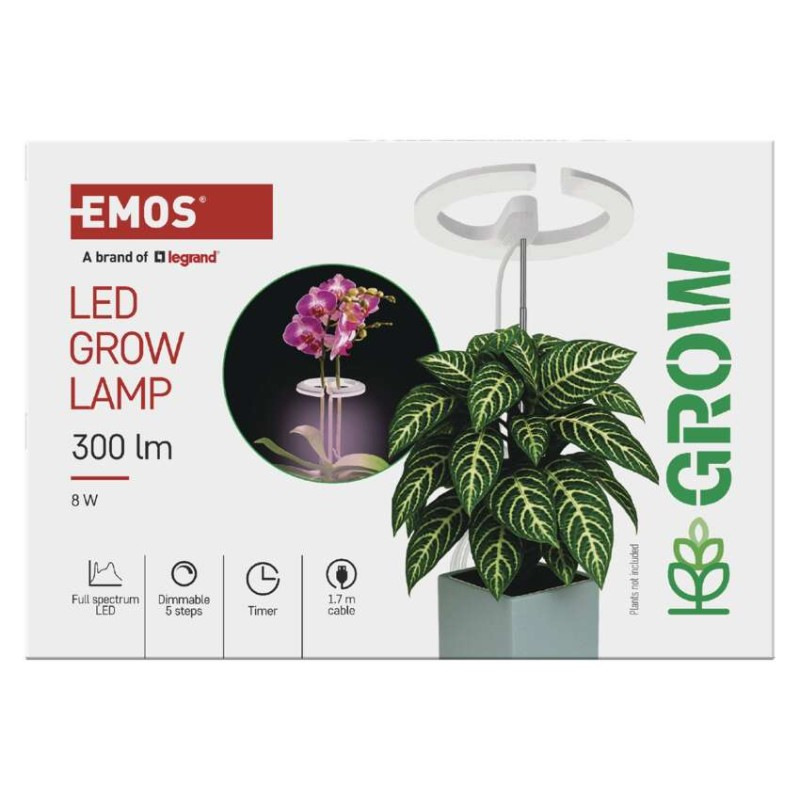 LED GROW pestovateľská lampa 8 W, časovač, stmievateľná, biela 12