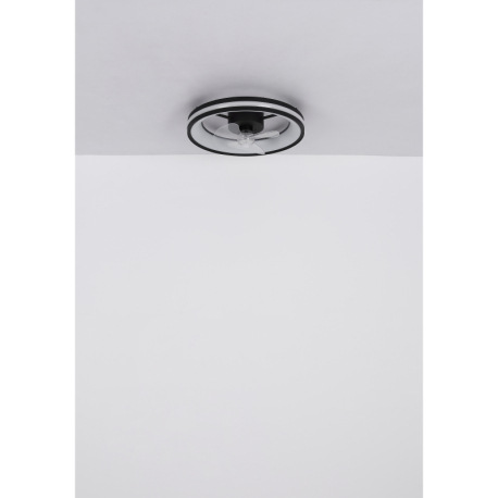 Stropný ventilátor, kov čierny, plast čierny/biely/priehľadný, stmievateľné, niekoľko úrovní pomocou 10