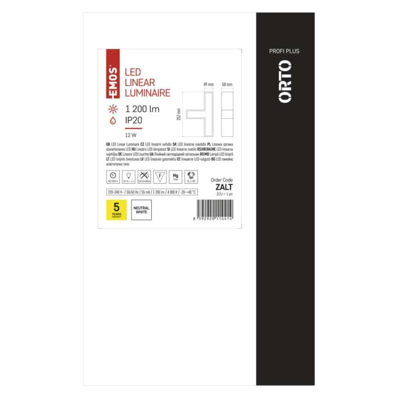 LED lineárne svietidlo ORTO TCON 12W, neutrálna biela 6