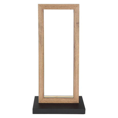 Stolná lampa kov čierna matná, MDF imitácia dreva, plast biely, kábel PVC čierny, vypínač na kábli, 3