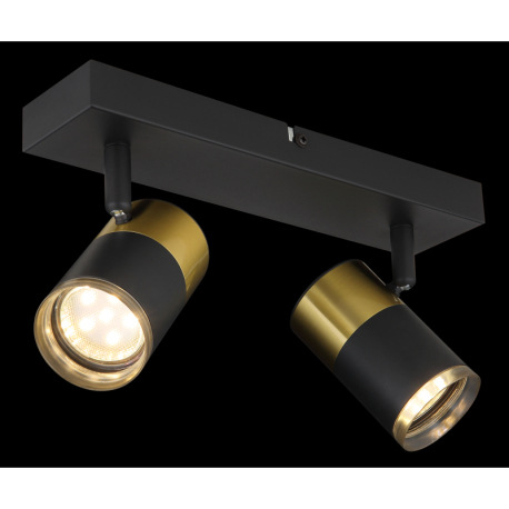 Nástenné svietidlo, kov čierny, hliník medený a čierny, plast dymový, DxŠxV: 260x60x120mm, bez žiaro 2