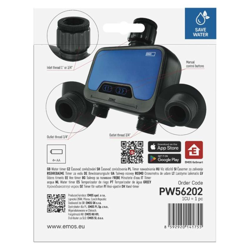 Časovač zavlažovania GoSmart, Bluetooth 5.0, 2 výstupy 11