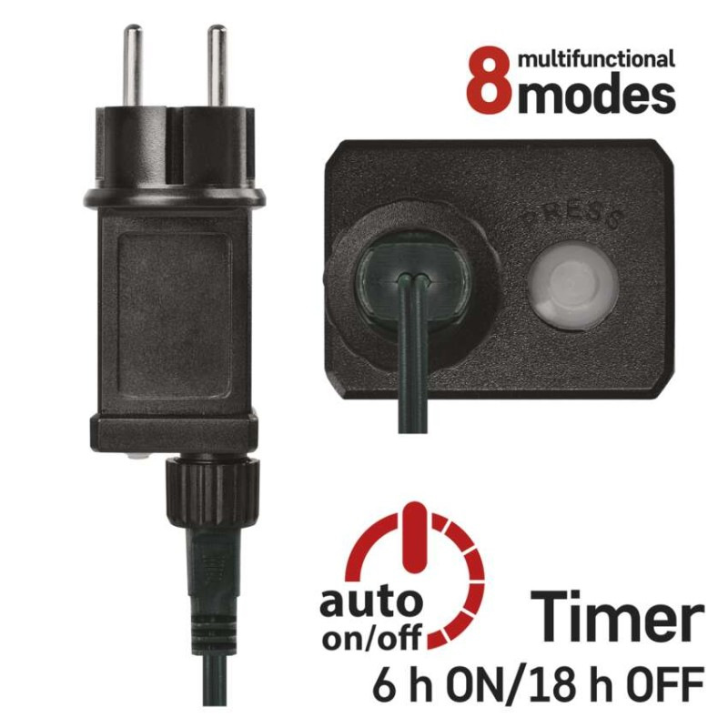 LED vianočná reťaz, 24 m, vonkajšia aj vnútorná, multicolor, programy, časovač 8