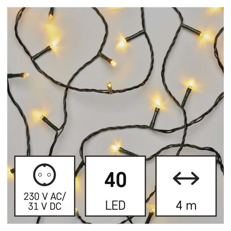 LED vianočná reťaz, 4 m, vonkajšia aj vnútorná, teplá biela, programy, časovač 2